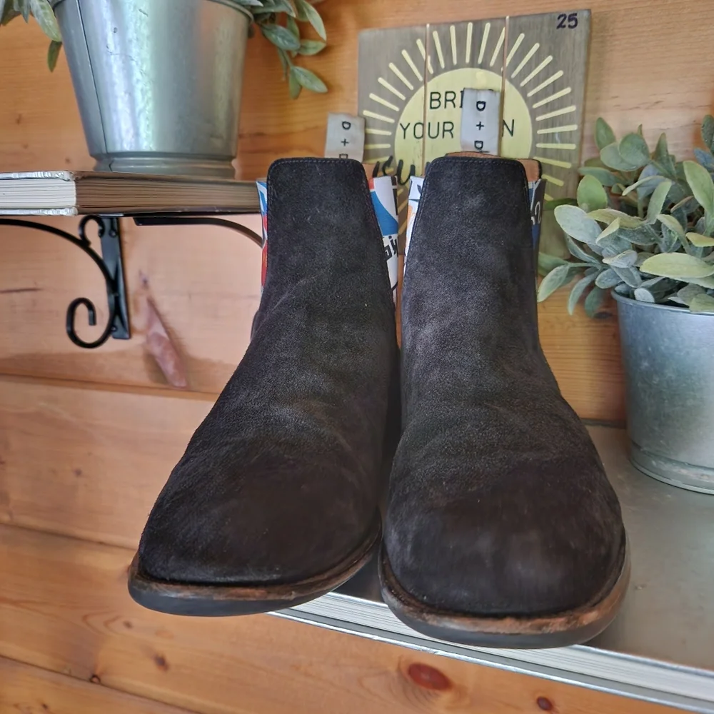 DUKE + DEXTER Woolf Handmade Black Suede Leather Chelsea Boot Racing Sport Sz 11